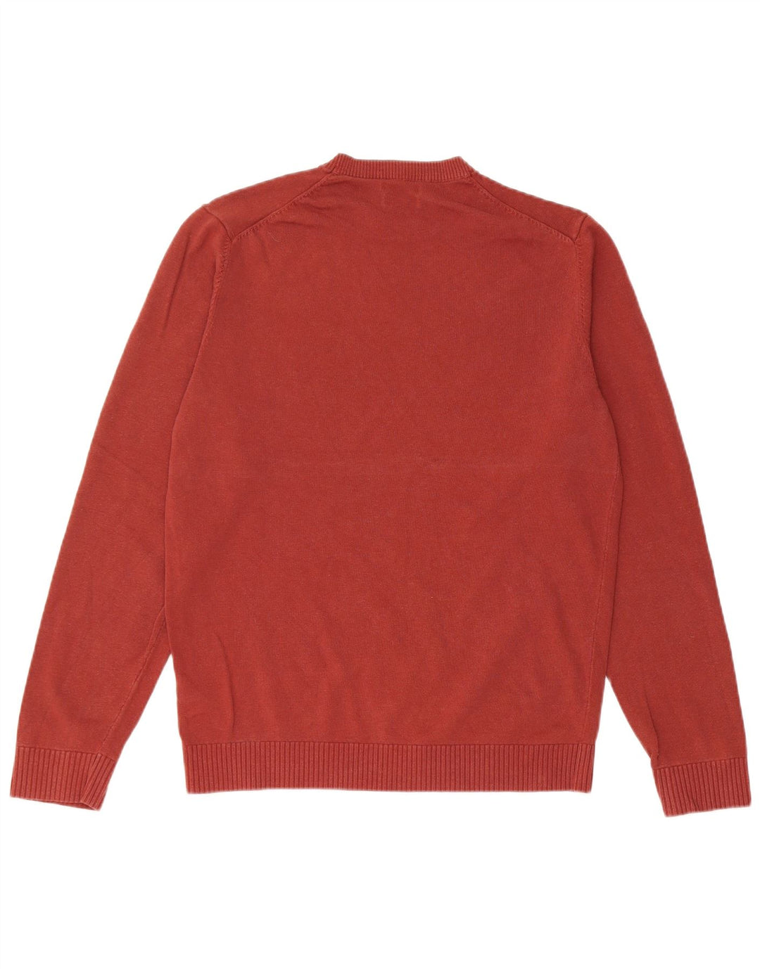 Massimo Dutti Herren-Pullover mit Rundhalsausschnitt, mittelgroße burgunderfarbene Baumwolle