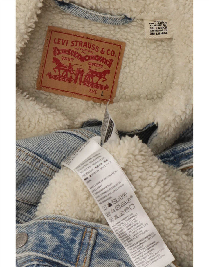 Levi's Damen Denim Sherpa Jacke UK 16 Large Blau Polyester