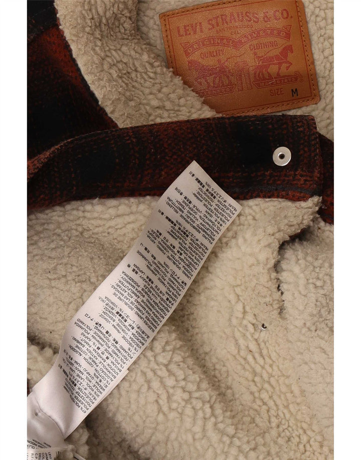 Levi's Herren Sherpa Jacke UK 38 Mittelrot kariertes Polyester