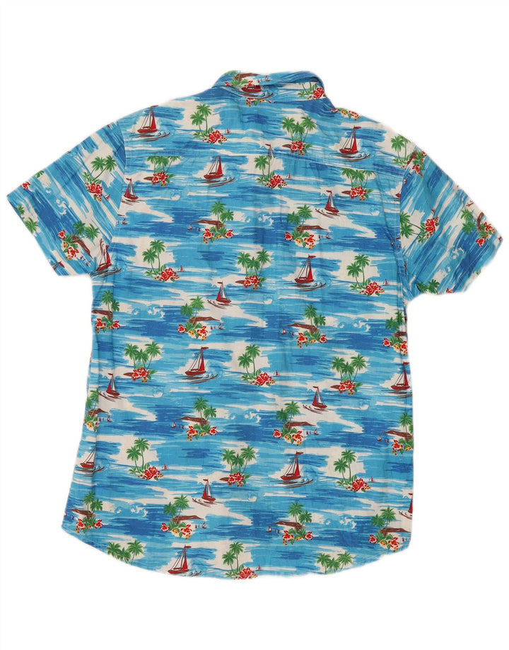 Cedarwood State Herren-Kurzarmhemd aus mittelblauer hawaiianischer Baumwolle