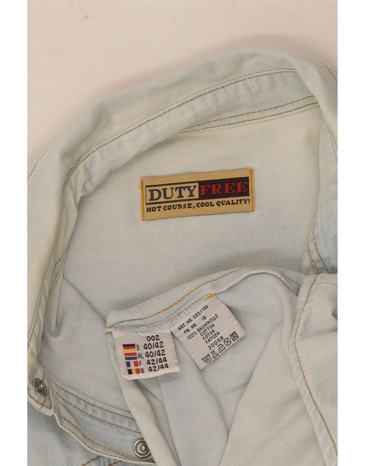 DUTY FREE Womens Denim Shirt EU 42/44 Large Blue Cotton Vintage Duty Free and Second-Hand Duty Free from Messina Hembry 