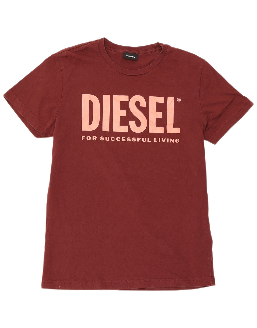 Diesel Herren Grafik-T-Shirt-Oberteil aus mittlerer burgunderroter Baumwolle