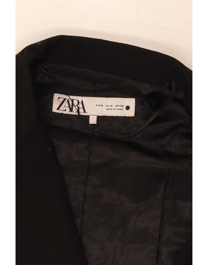 Zara Damen 2-Knopf-Blazerjacke UK 14 Mittelschwarze Viskose