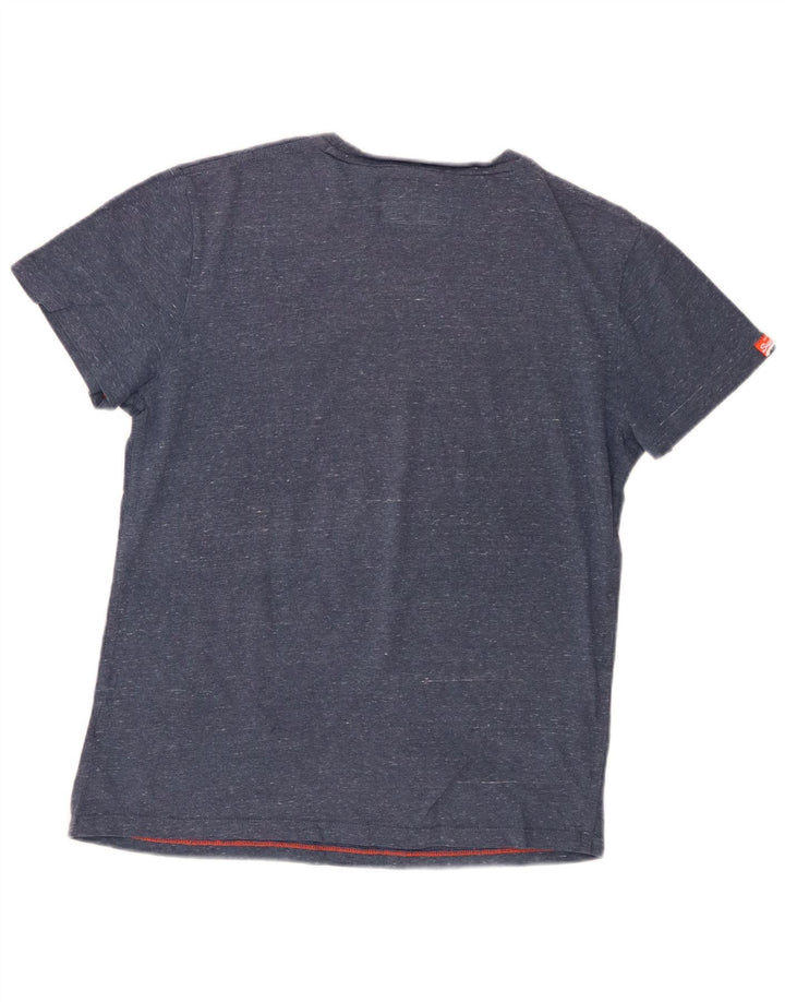 Superdry Herren-T-Shirt-Oberteil, groß, blau gefleckte Baumwolle