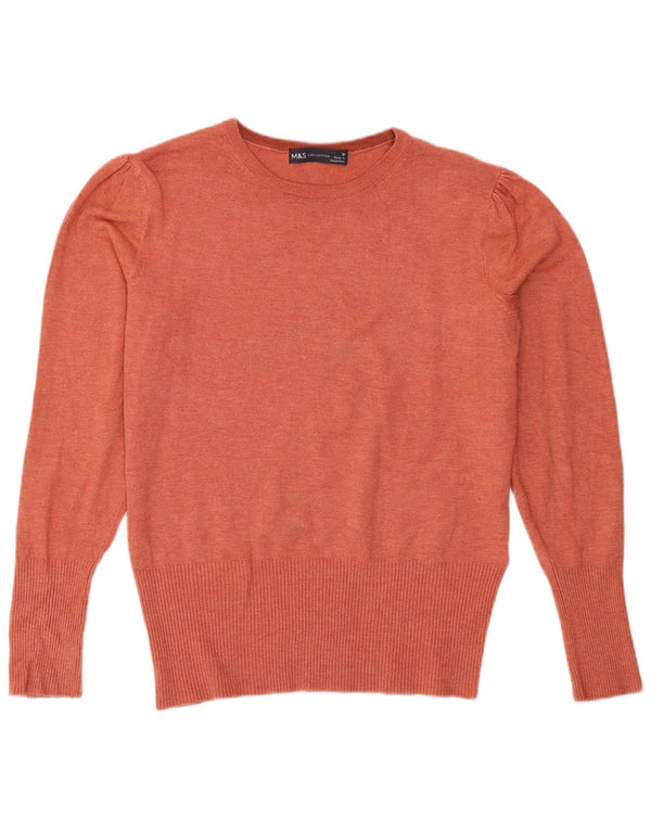 Marks & Spencer Damen-Pullover mit Rundhalsausschnitt, Gr. 10, klein, rosa meliert