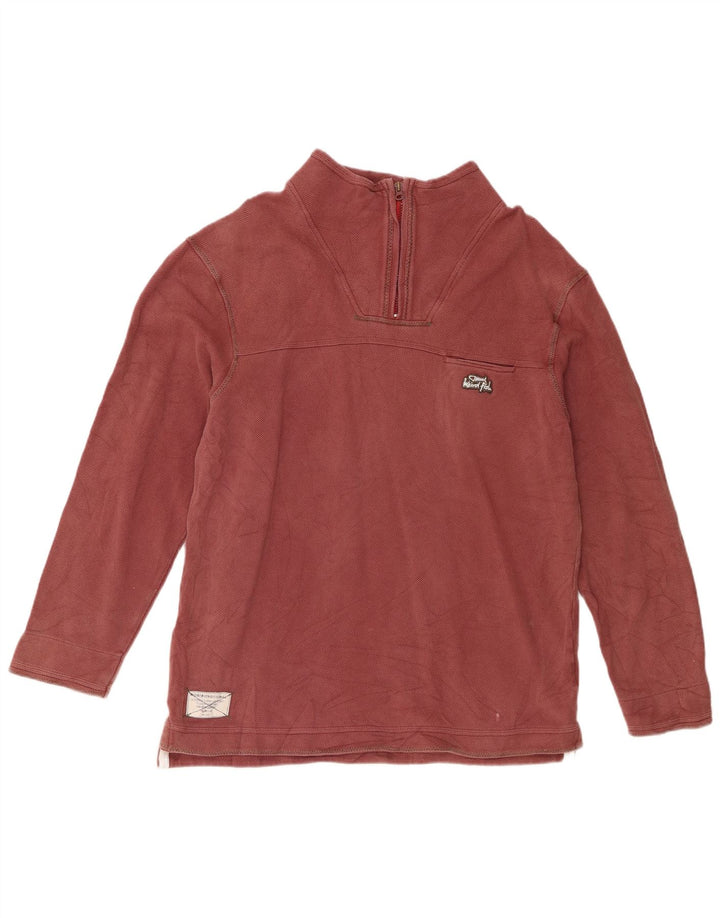 Weird Fish Herren-Sweatshirt mit Reißverschluss am Hals, mittelbraune Baumwolle