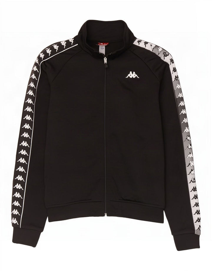 Kappa Herren-Trainingsanzugoberteil mit Grafik, Mittelschwarzes Farbblock-Polyester