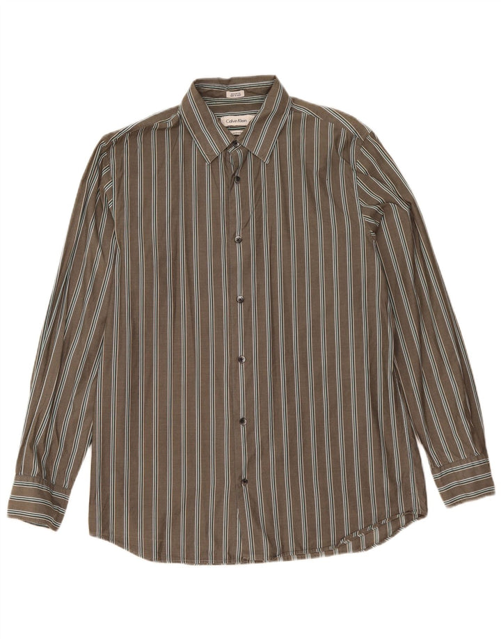 Calvin Klein Herren Modern Fit Hemd Mittelgrau gestreift aus Baumwolle