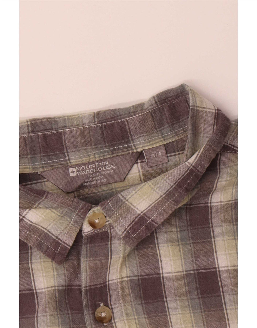 Mountain Warehouse Herren-Kurzarmhemd XL aus grau karierter Baumwolle
