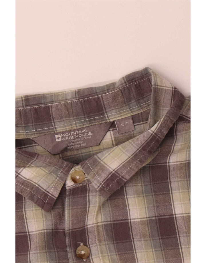 Mountain Warehouse Herren-Kurzarmhemd XL aus grau karierter Baumwolle