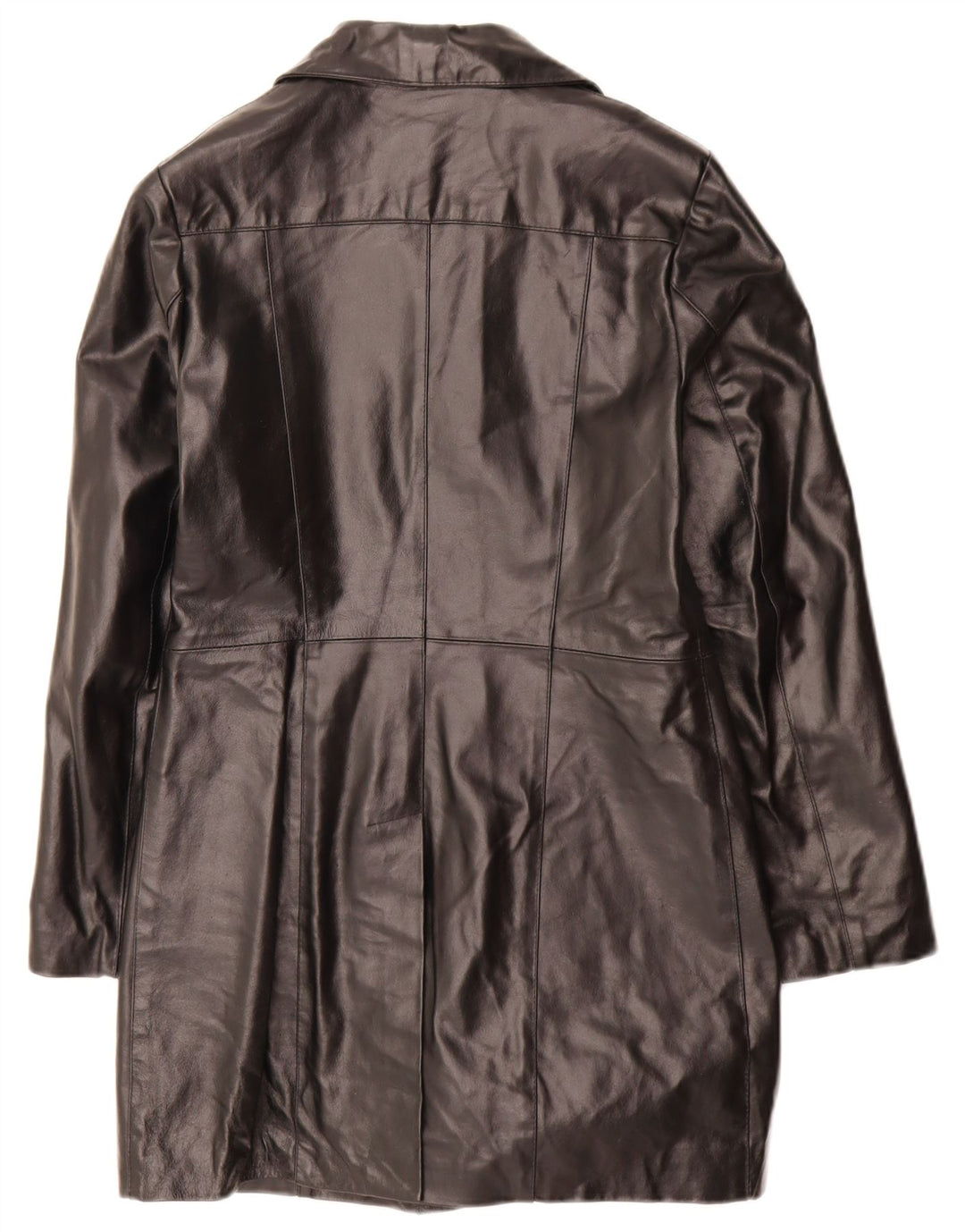 Vintage Damen Ledermantel UK 10 Small Schwarz