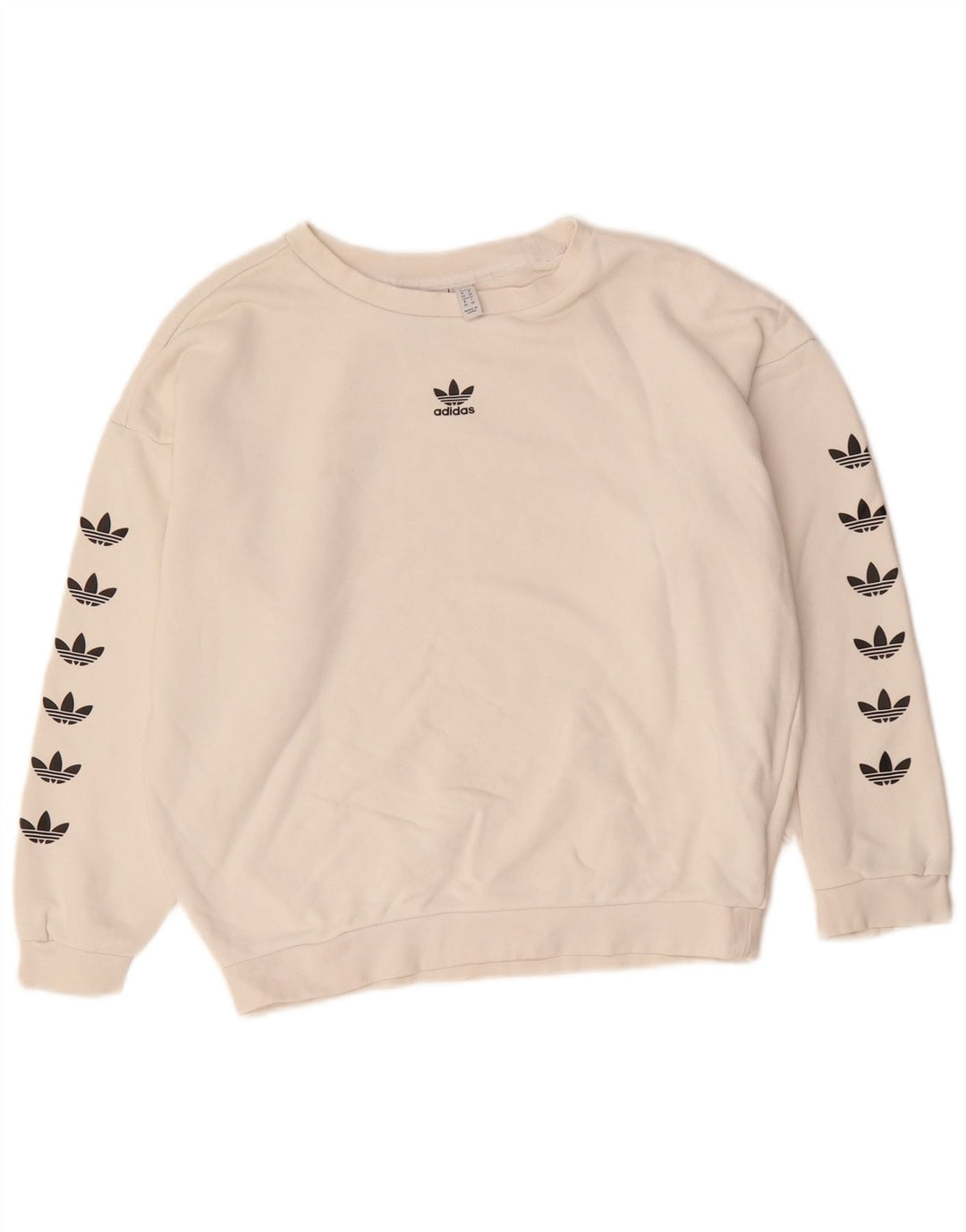 Adidas Damen Oversize Crop Graphic Sweatshirt Pullover UK 8 Small Weiß