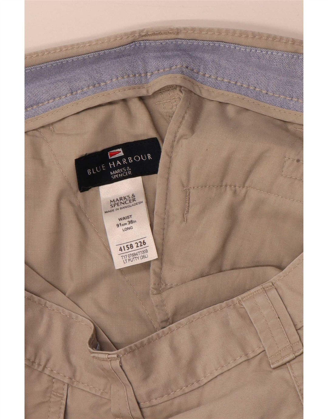Marks & Spencer Herren Blue Harbor Chino Shorts W36 Large Beige Baumwolle