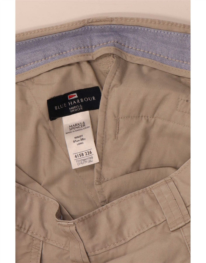 Marks & Spencer Herren Blue Harbor Chino Shorts W36 Large Beige Baumwolle