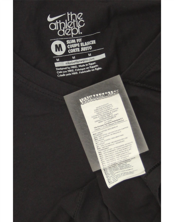 Nike Damen Slim Fit Top Langarm UK 12 Medium Schwarz Baumwolle