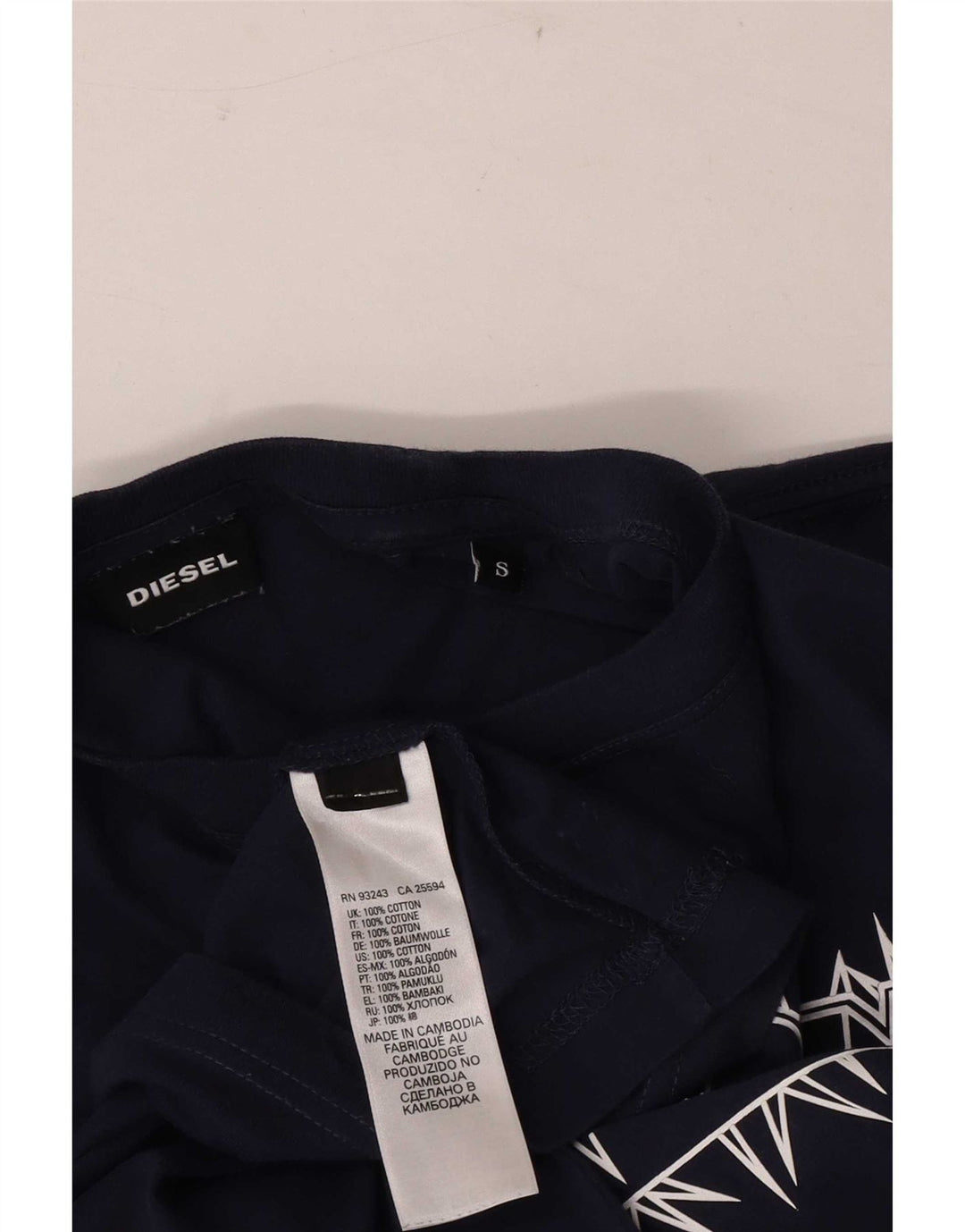 Diesel Herren-T-Shirt mit Grafik, Größe S, Marineblau, Baumwolle