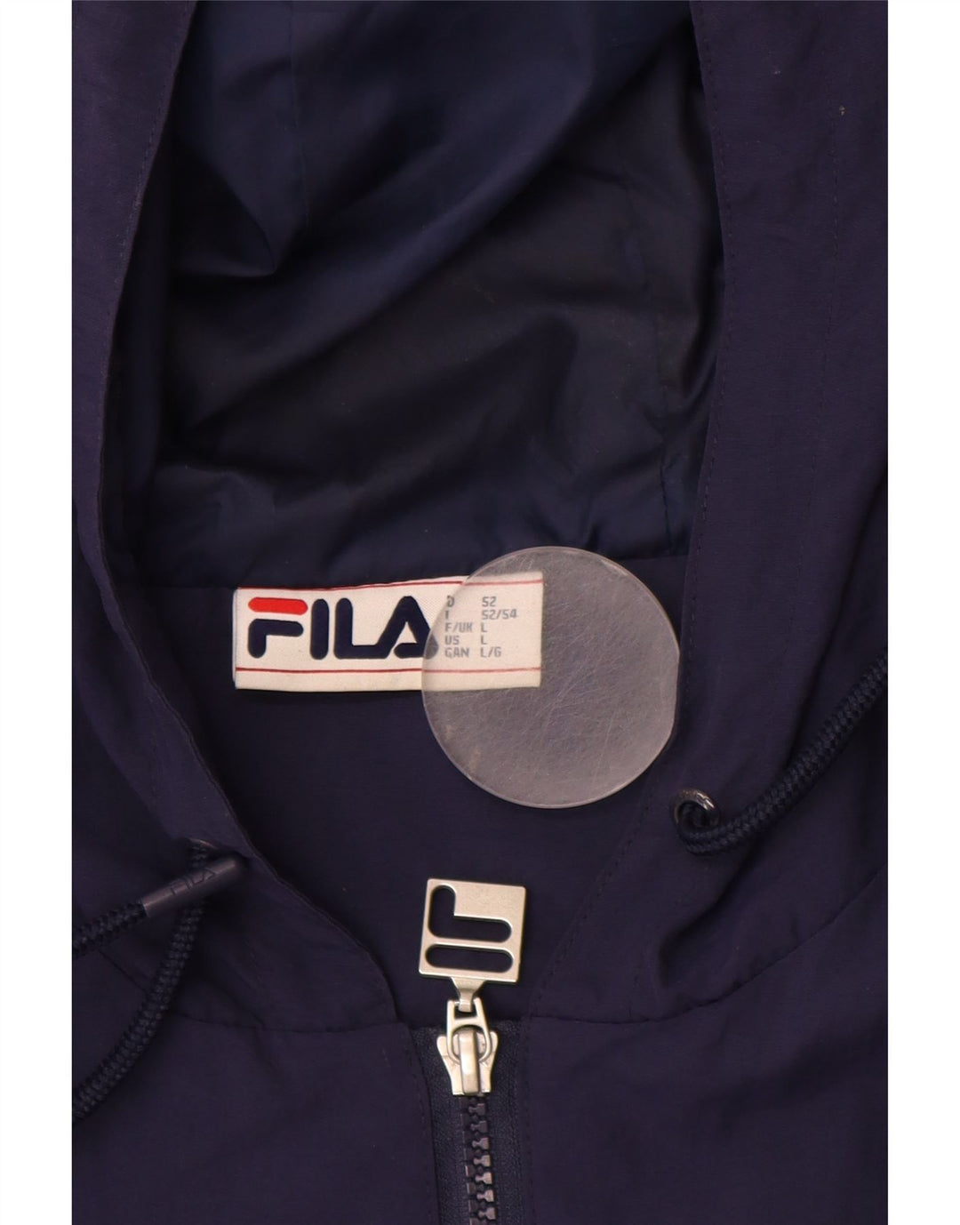 FILA Anorakjacke mit grafischer Kapuze für Herren, UK 40, Größe L, Marineblau, Farbblock