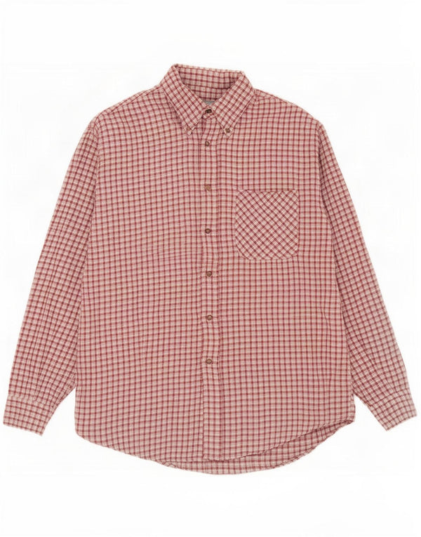 Vintage Mens Flannel Shirt XL Burgundy Check