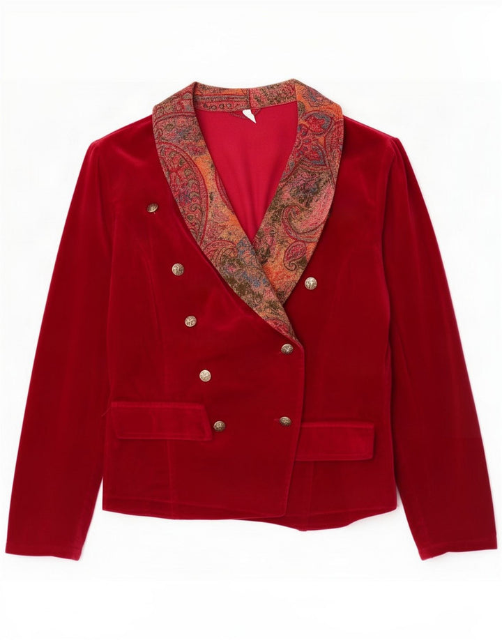 Vintage Damen Zweireihige Blazerjacke UK 12 Medium Maroon
