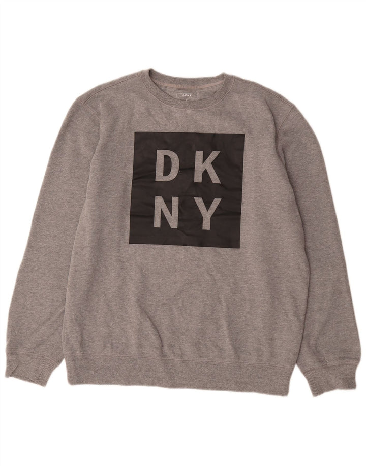 Dkny Herren-Sweatshirt mit Grafik, mittelgrau gefleckte Baumwolle