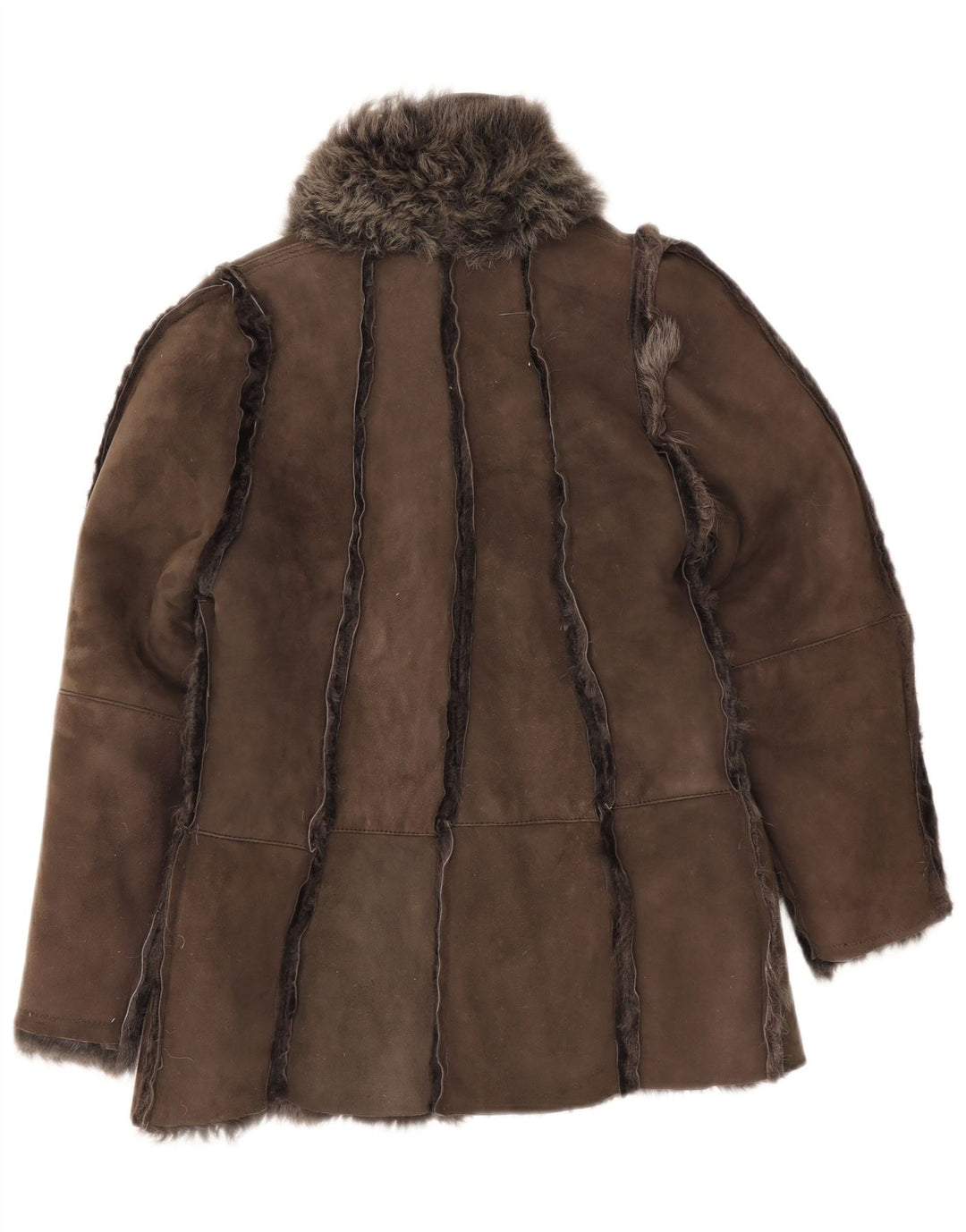 Vintage Damen Shearling Jacke UK 12 Mittelgrau