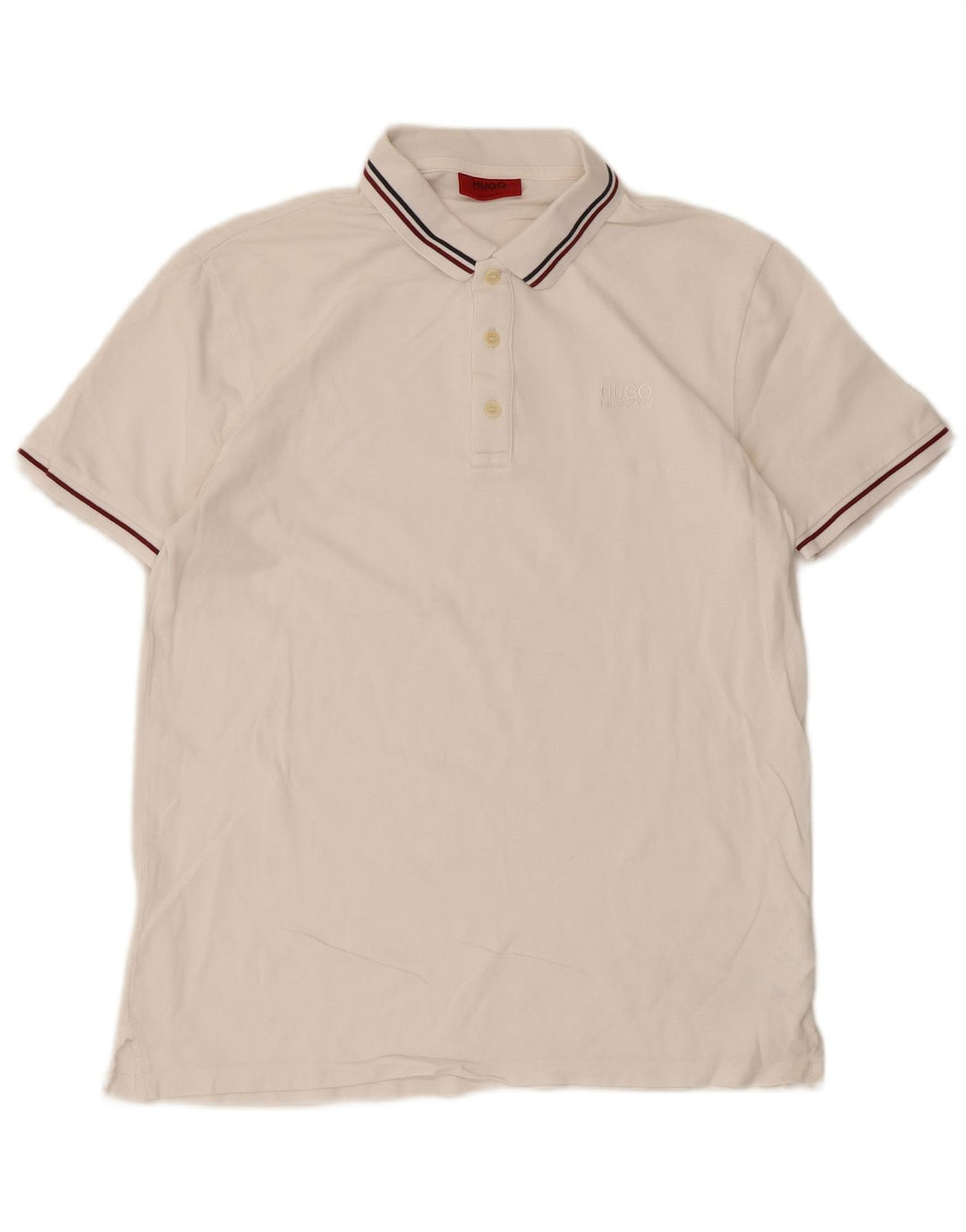 Hugo Boss Herren-Poloshirt aus mittelweißer, gestreifter Baumwolle