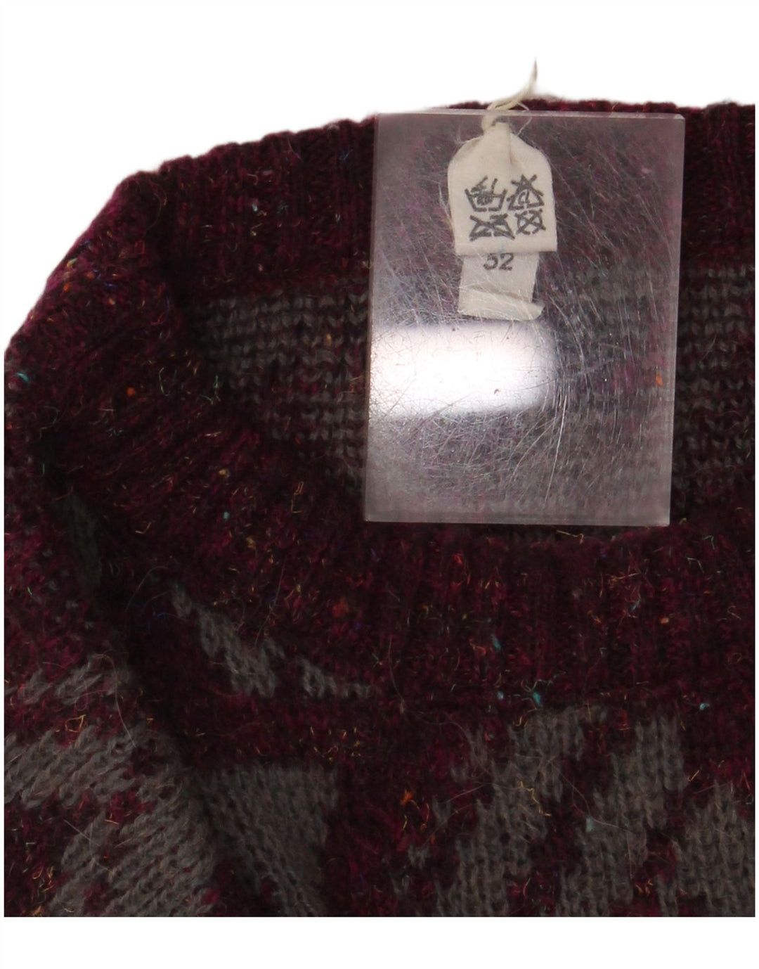 CHIC Womens Crew Neck Jumper Sweater IT 52 2XL Burgundy Geometric