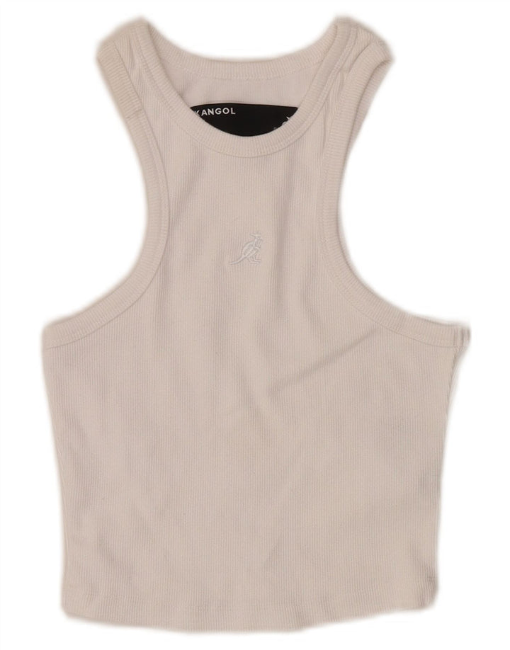 KANGOL Damen Crop Vest Top UK 12 Mittelweiße Baumwolle