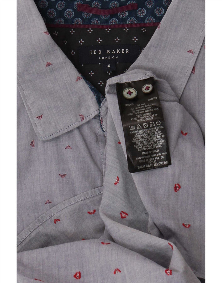 Ted Baker Herrenhemd, Größe 4, groß, blau gepunktete Baumwolle