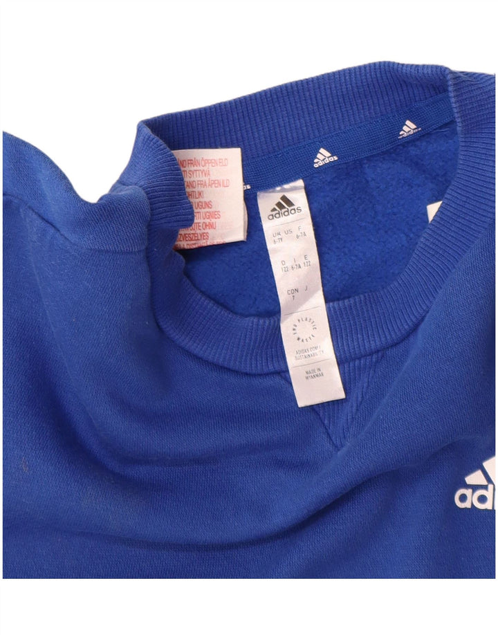 Adidas Jungen Sweatshirt Pullover 6-7 Jahre blaue Baumwolle