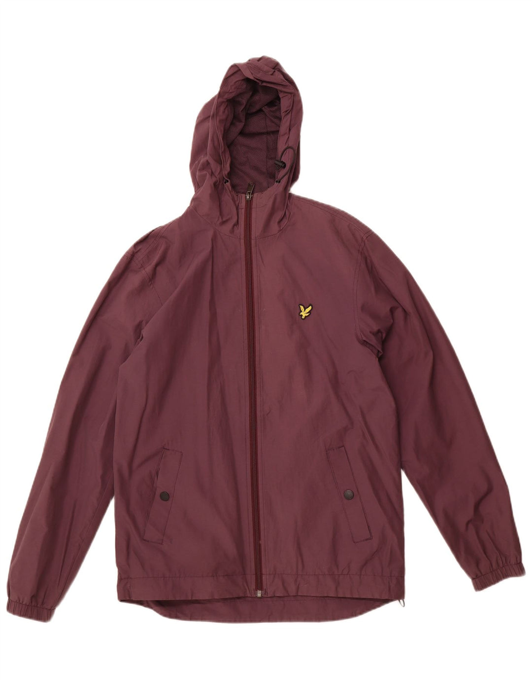 Lyle & Scott Herren-Regenjacke mit Kapuze, UK 36, Größe S, Burgunderrot, Baumwolle