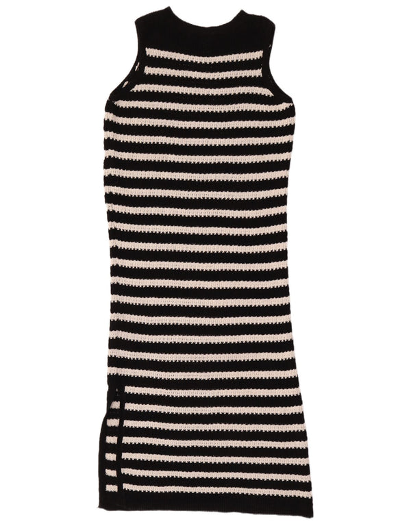 Marks & Spencer Damen ärmelloses Pulloverkleid UK 14 Large Schwarz gestreift