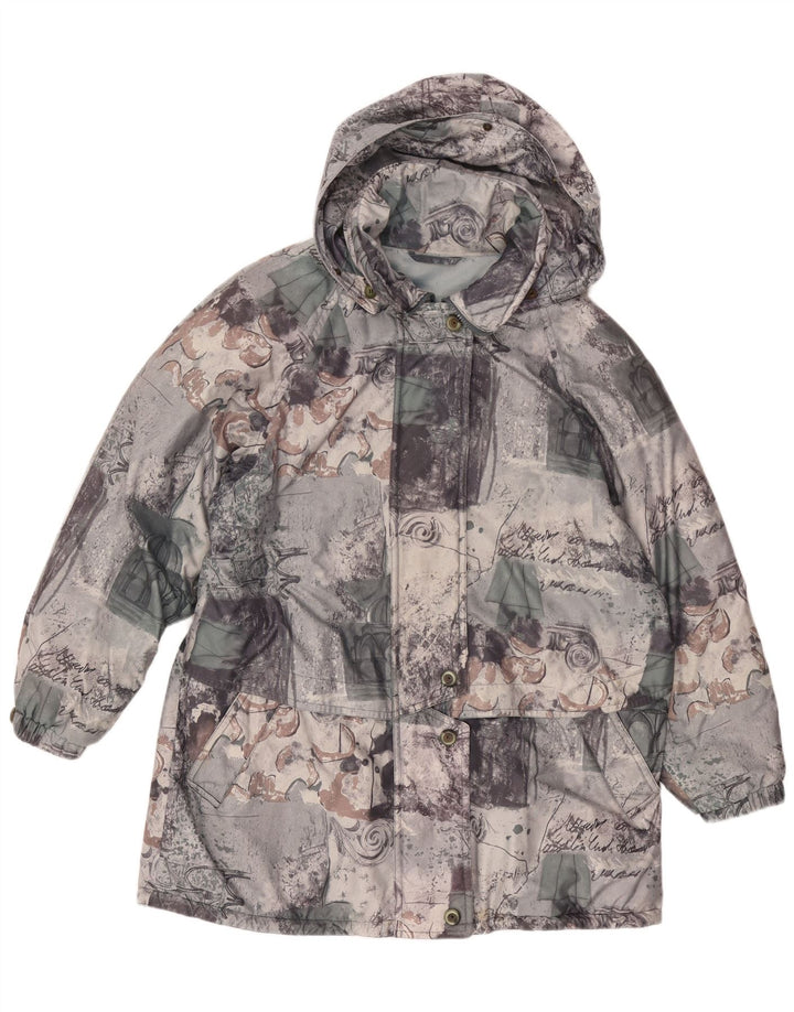 FUCHS & SCHMITT Damen-Regenjacke mit lockerer Passform, UK 16, großes graues Patchwork