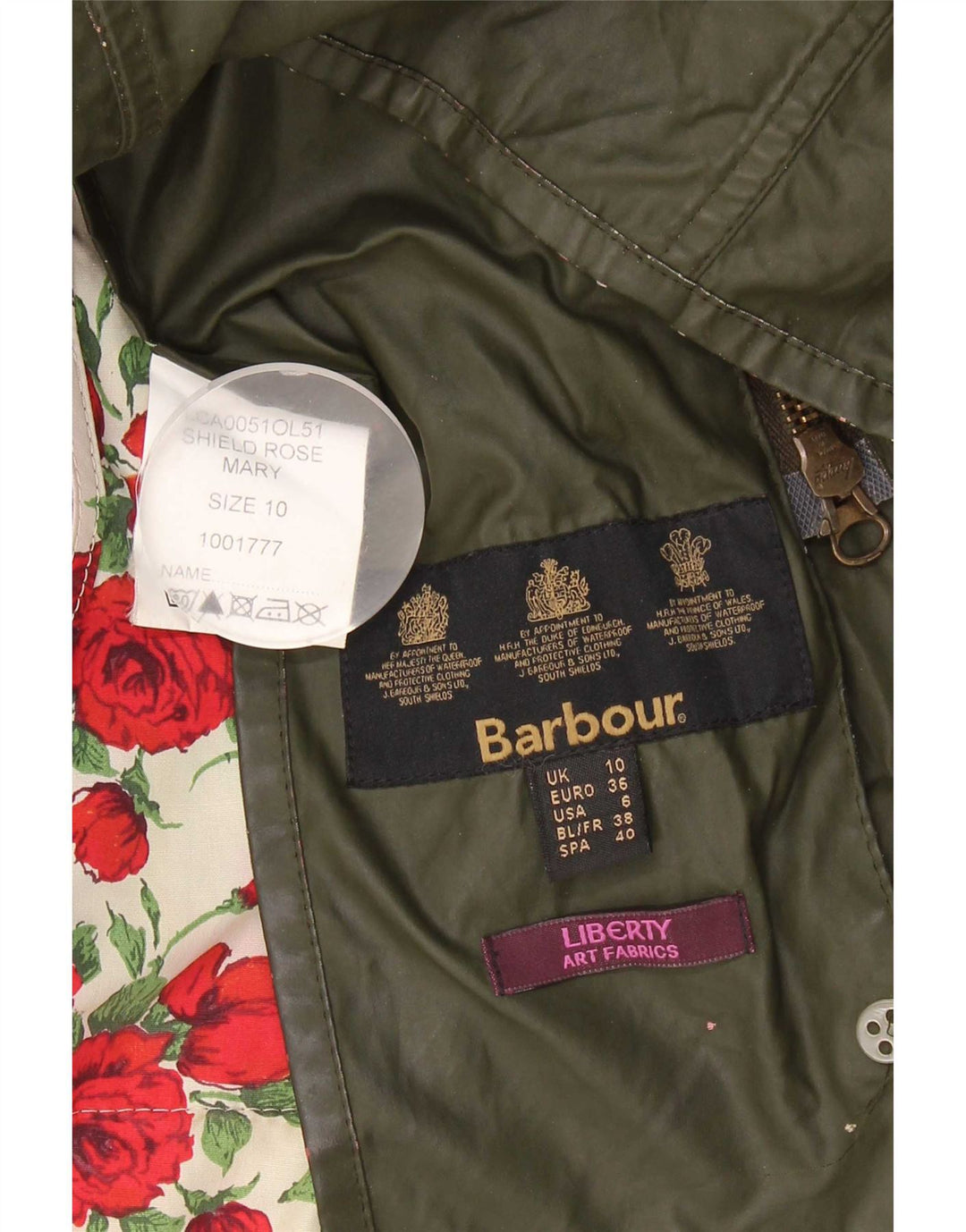 Barbour Damenjacke aus gewachster Baumwolle, UK 10, Small Khaki