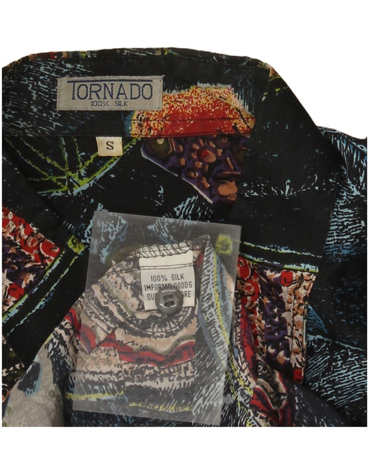 Tornado Herren-Hemd mit abstraktem Muster, lockere Passform, klein, mehrfarbig, Seide
