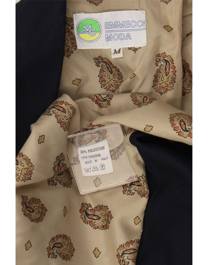 Vintage Damen 1 Knopf Blazer Jacke UK 14 Medium Marineblau Polyester