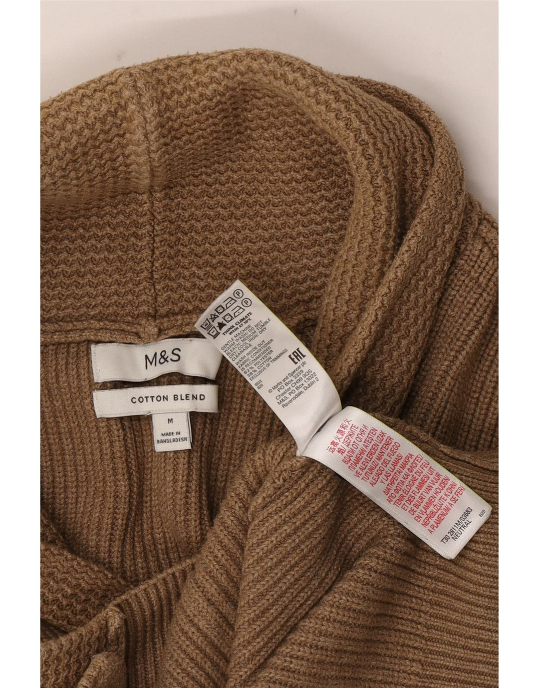 Marks & Spencer Herren-Strickjacke aus mittelbraunem Polyester