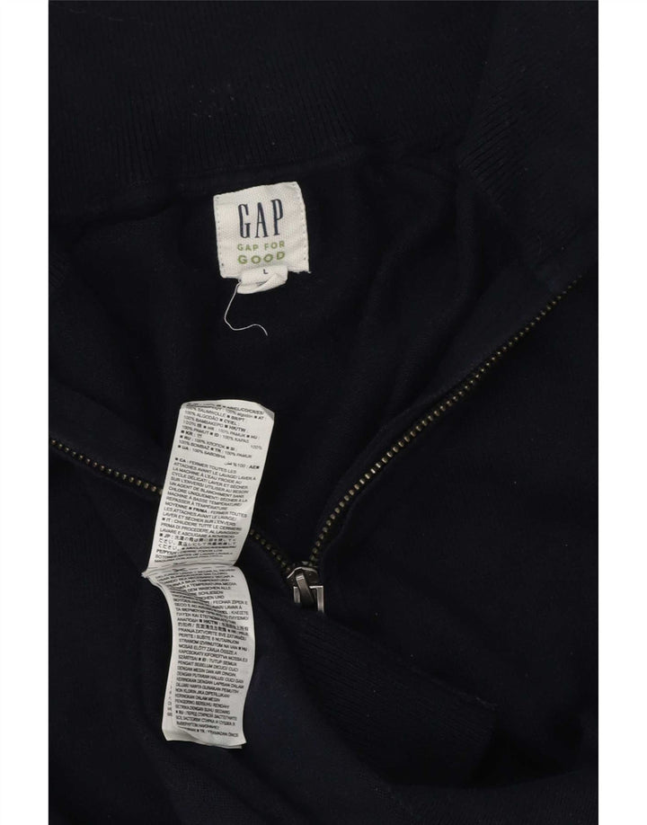 Gap Herren-Pullover mit Reißverschluss am Hals, groß, marineblaue Baumwolle