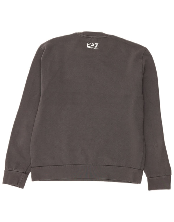 Emporio Armani Herren Grafik-Sweatshirt-Pullover aus mittelgrauer Baumwolle