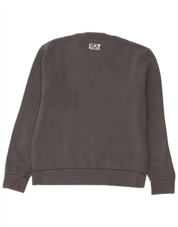 Emporio Armani Herren Grafik-Sweatshirt-Pullover aus mittelgrauer Baumwolle