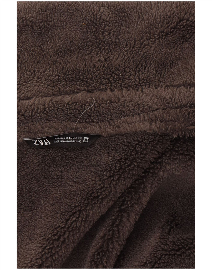 Zara Herren Sherpa Jacke UK 42 XL Grau Polyester