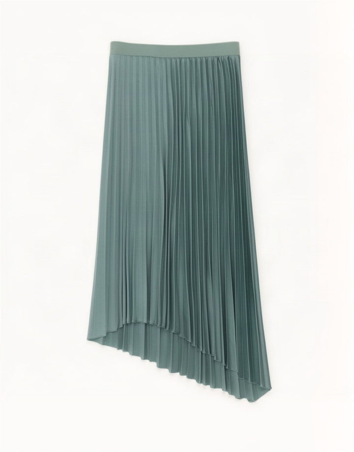 Asymmetrischer Faltenrock von Zara für Damen, mittelgroß, W28, grünes Polyester