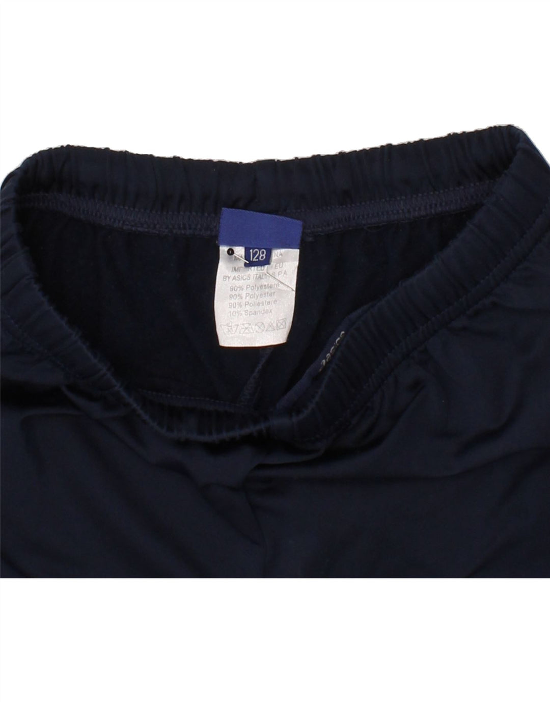 ASICS Boys Graphic Sport Shorts 7-8 Years Navy Blue Polyester Vintage Asics and Second-Hand Asics from Messina Hembry 
