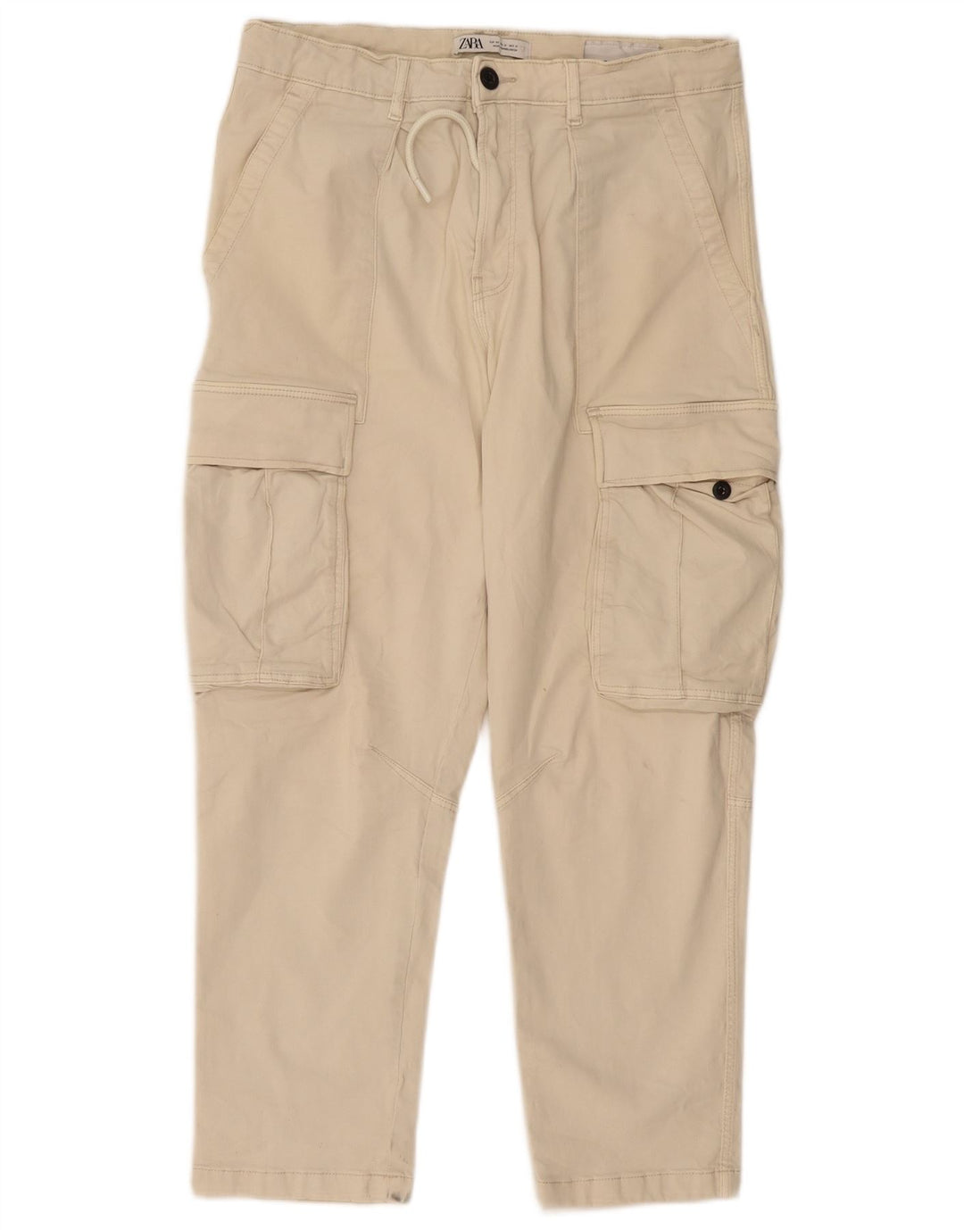 Gerade Cargohose für Herren von ZARA, EU 40, Größe M, W31, L27, Beige, Baumwolle