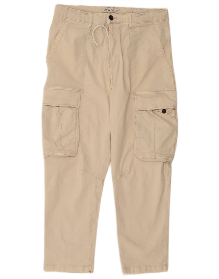 Gerade Cargohose für Herren von ZARA, EU 40, Größe M, W31, L27, Beige, Baumwolle