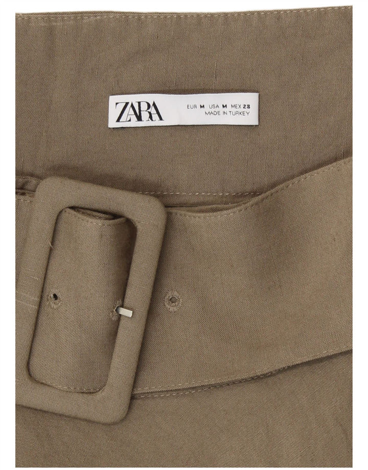 Zara Damen ausgestellter Rock Medium W28 Khaki
