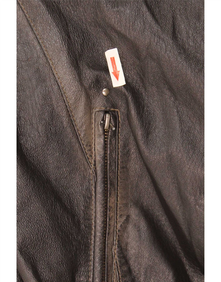 Vintage Herren Militärlederjacke IT 56 3XL Braun