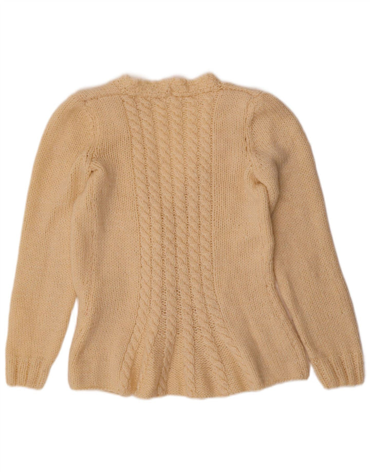 Vintage Damen Cardigan Pullover UK 12 Medium Beige