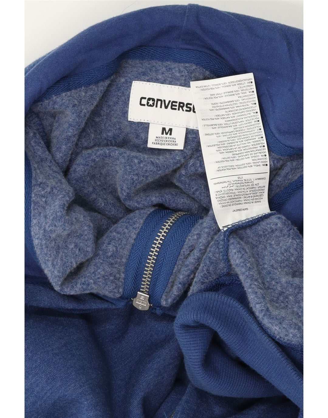 Converse Herren-Kapuzenpullover mit grafischem Reißverschluss, mittelmarineblaue Baumwolle