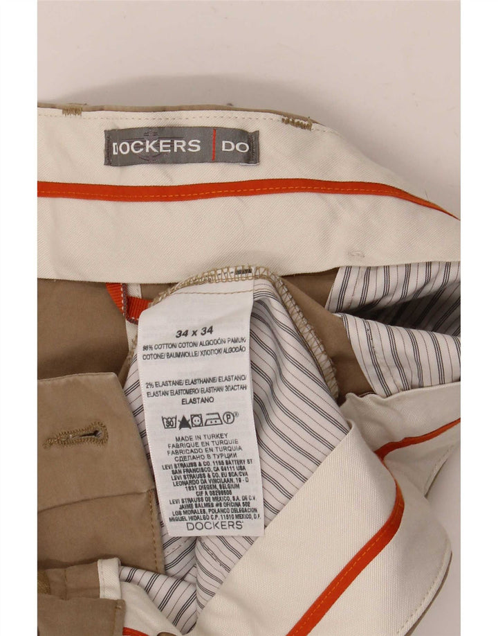 Dockers Herren-PEGged-Cropped-Hose W34 L26 Beige Baumwolle